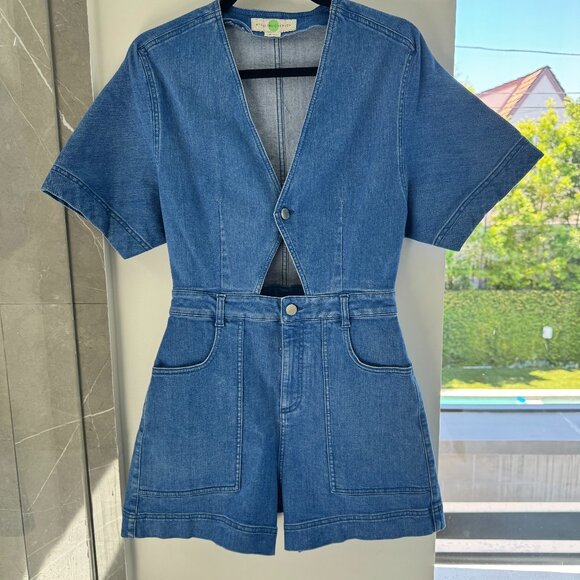 Stella McCartney Influencer Cut Out Denim Jumpsuit Size 40/8